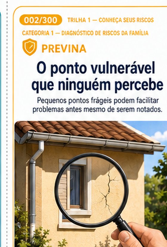 Card 002, do tipo Previna, sobre o ponto vulnerável que ninguém percebe