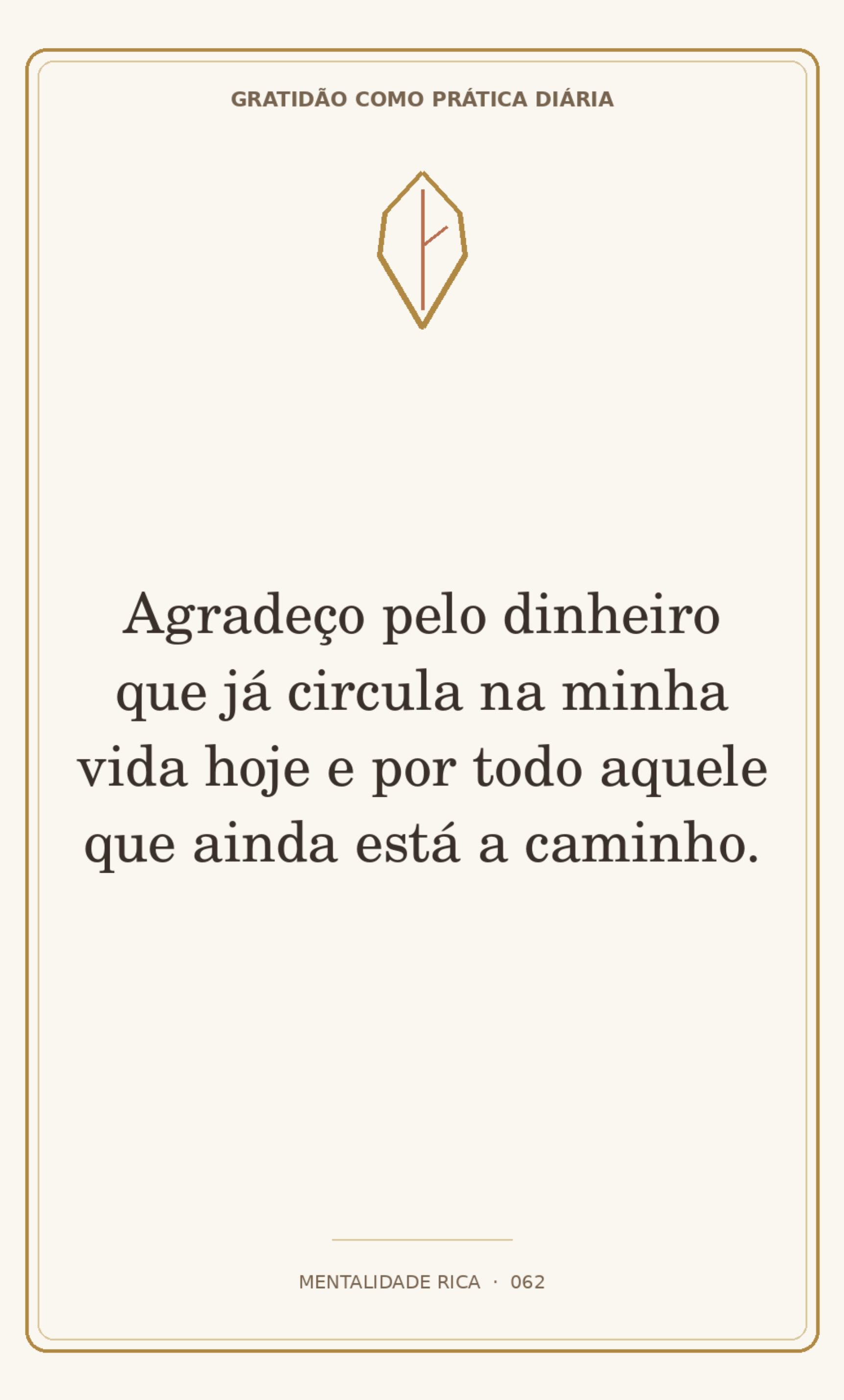 Card 062 — Gratidão como Prática Diária — Mentalidade Rica